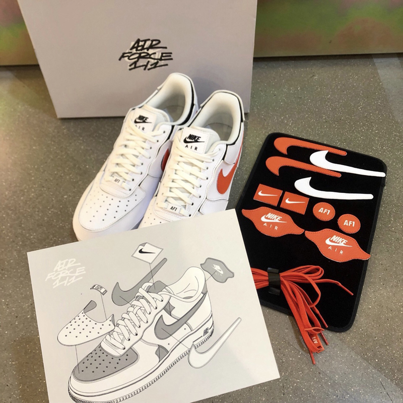 air force1 男女同款 2021新 af1 白橙 铠甲 拆卸 换鞋面 魔术贴 空军