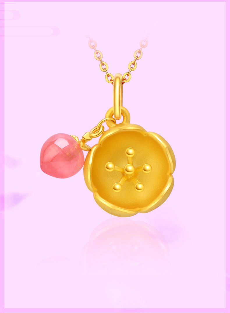laomiaojewelry/老庙黄金3d足金麦玲玲灼灼桃花套装事业爱情系列联名