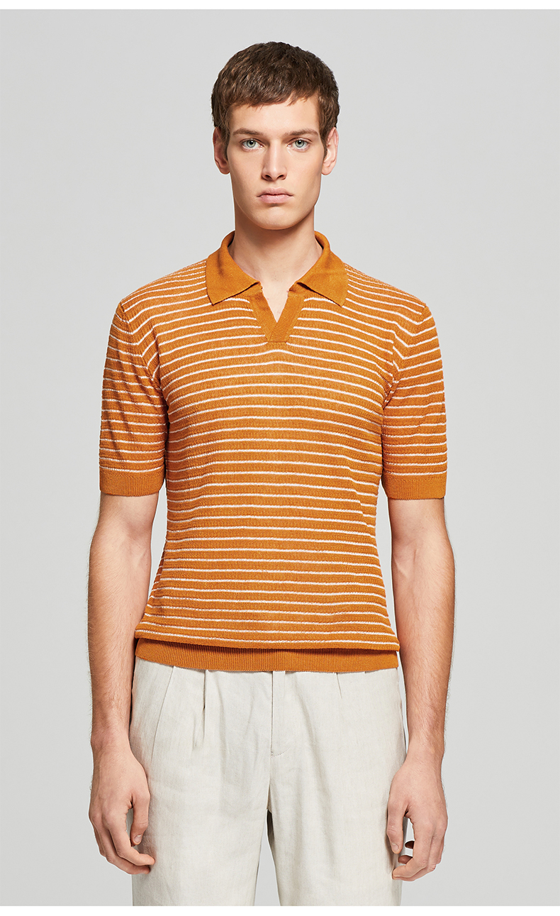 lardini for by creations/柏品 14针亚麻polo衫男