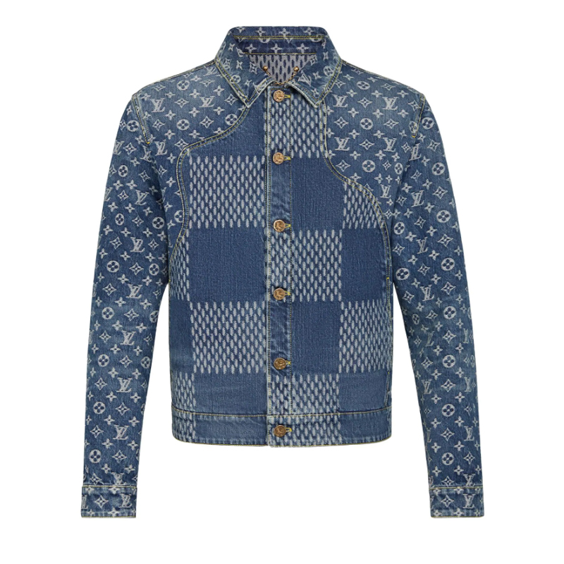 路易威登 男士夹克giant damier waves monogram 牛仔外套蓝色