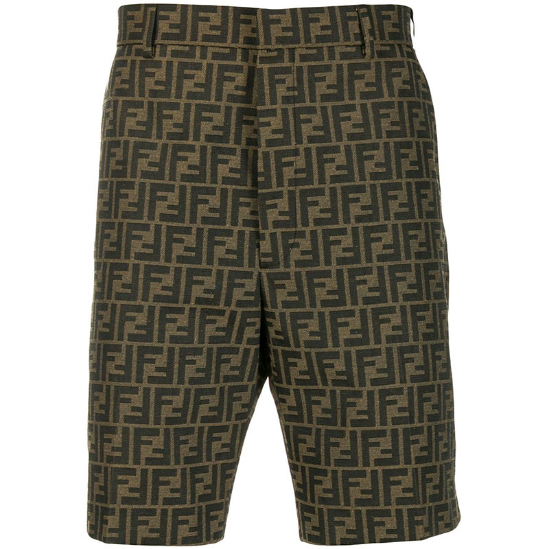 【包邮包税】fendi/芬迪 男裤 经典双f 男士混色涤纶腰带环装饰时尚