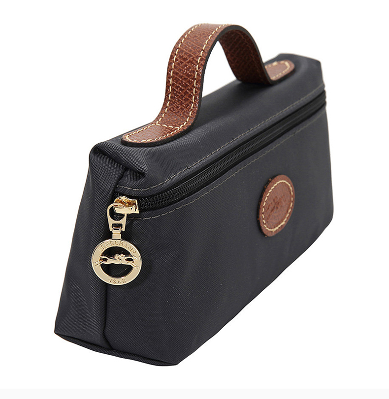 longchamp/珑骧 女士纯色尼龙拉链开合单手提手拿包化妆包女包