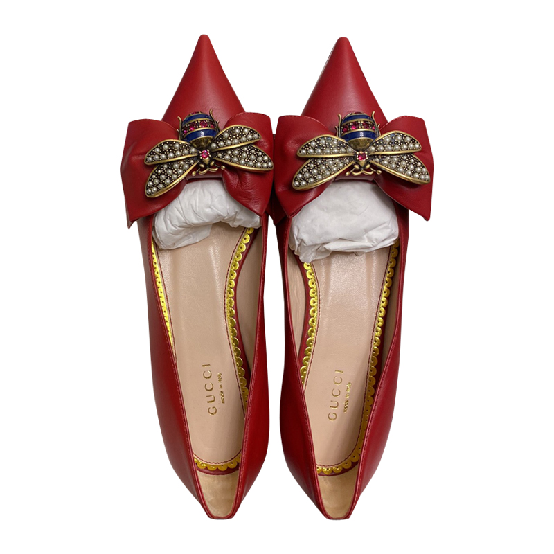 gucci/古驰 玛格丽特珍珠小蜜蜂平底鞋 ai 524633