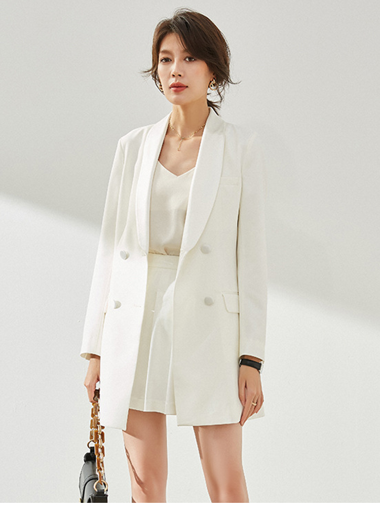 geleistory/geleistory气质显瘦韩版缎面拼接青果领西装套装jk裙女装>