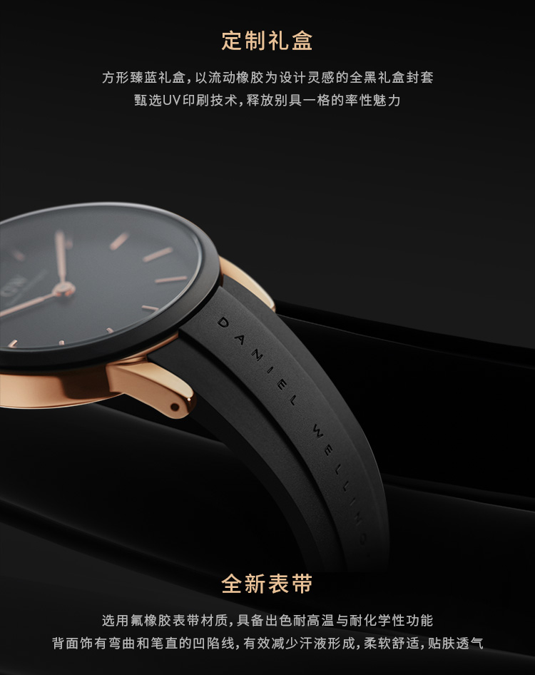 【张艺兴同款】Daniel Wellington/丹尼尔惠灵顿 DW小黑胶手表男士 40mm商务休闲男表丹尼尔惠灵顿官方