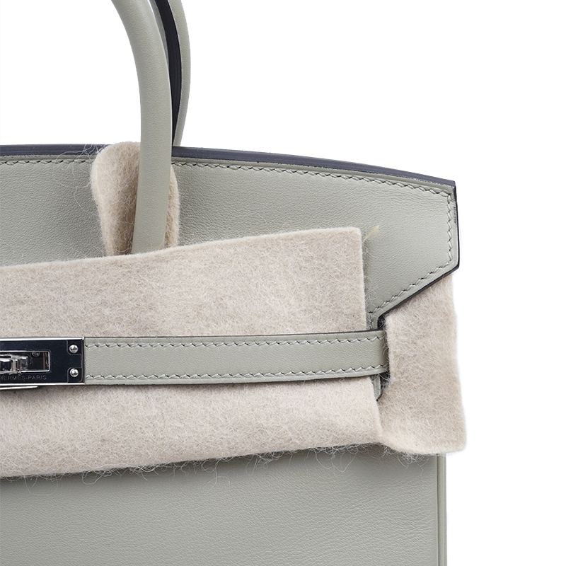hermes/爱马仕 birkin25 鼹鼠灰银扣x刻swift皮 手提包