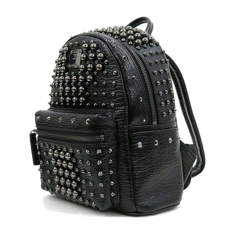 【21早春新款】mcm/mcm 21春夏 女士黑色时尚小号铆钉装饰双肩包 mwk7