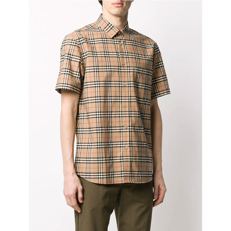 【包邮包税】burberry/博柏利 巴宝莉 男装 格纹经典春夏翻领男士短袖