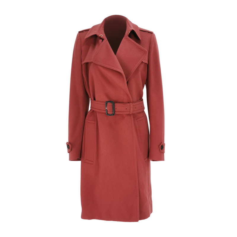 burberry/博柏利 女士大衣 呢子大衣 m码 砖红色羊绒 z2