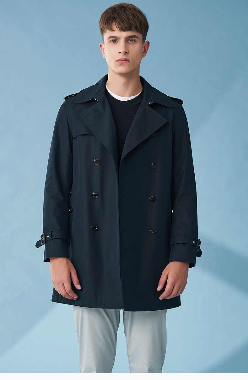 【商场同款】hazzys/哈吉斯 2021春季新款男士风衣休闲舒适简约中长款