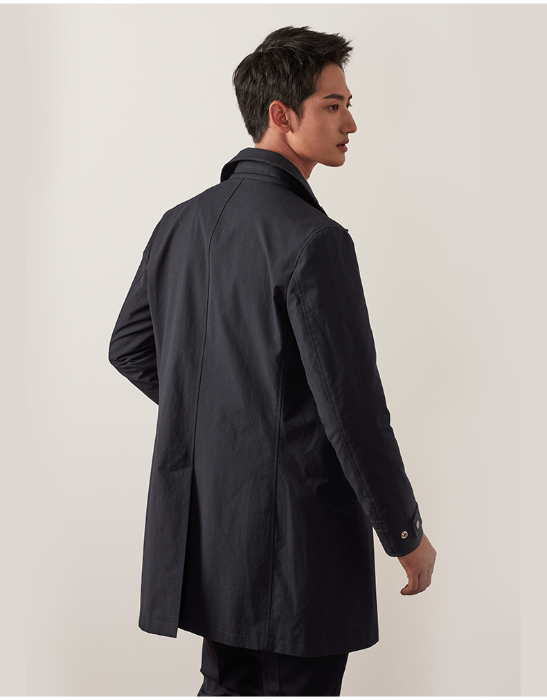 gentspace/gentspace藏青立领侧插袋棉混纺男士风衣