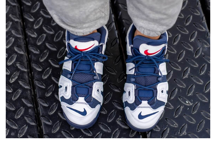 nike/耐克 air more uptempo 大air 女款 皮蓬 奥运 蓝白 复古 气垫