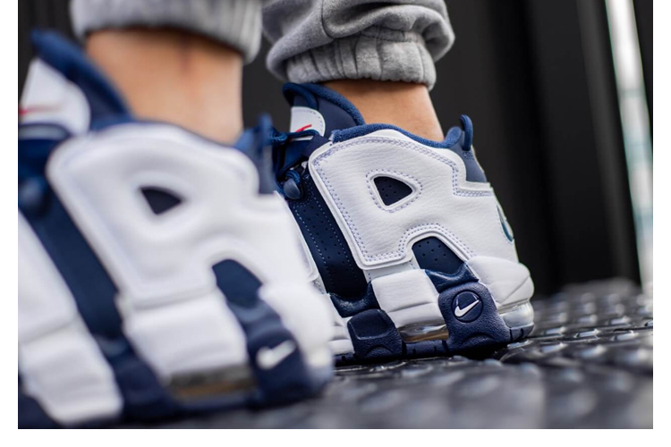 nike/耐克 air more uptempo 大air 女款 皮蓬 奥运 蓝白 复古 气垫