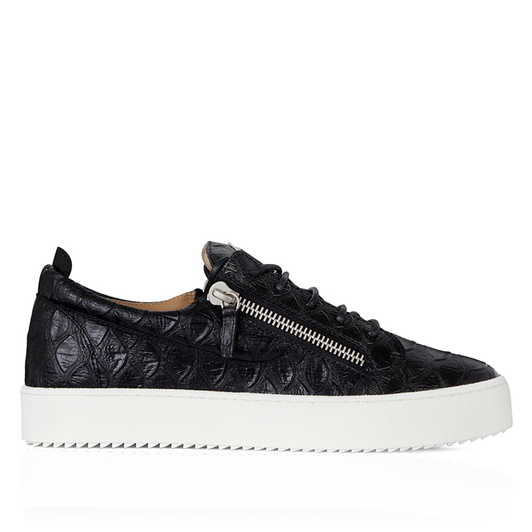 giuseppezanotti/朱塞佩·萨诺第黑色锦鲤纹印花皮革系带运动鞋意大利