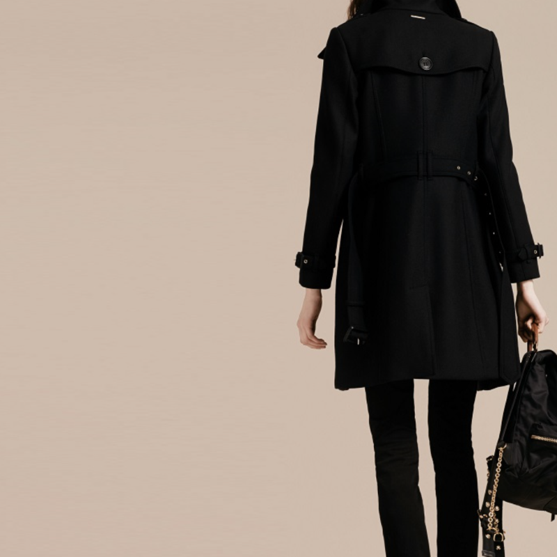 burberry/博柏利 女士黑色羊毛羊绒大衣 偏直筒版型 40171301【预售】