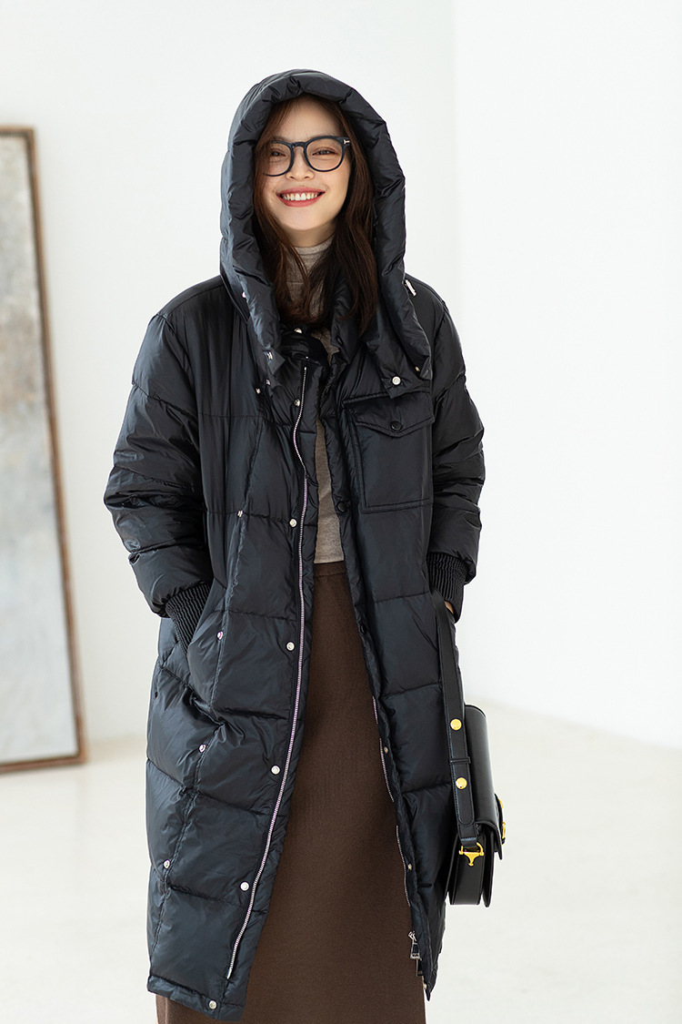 geleistory/geleistory 秋冬新款长款保暖连帽宽松羽绒服女外套 女装>