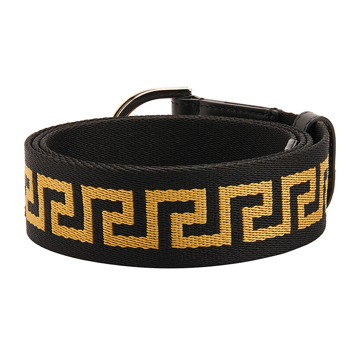 【21春夏】ss21 versace/范思哲 男士 黑色希腊回纹缎带腰带 【官方