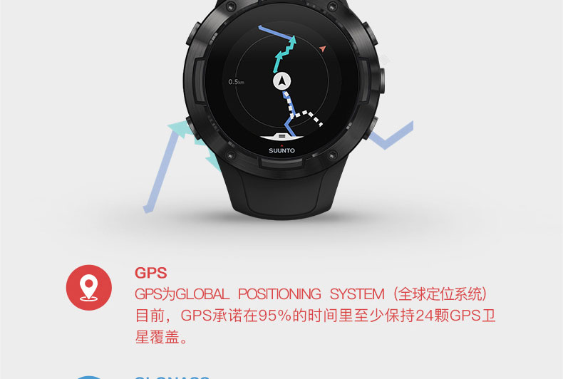 SUUNTO/颂拓 颂拓（SUUNTO）Suunto 5 多项专业运动GPS四星导航智能运动腕表古铜灰SS050306000