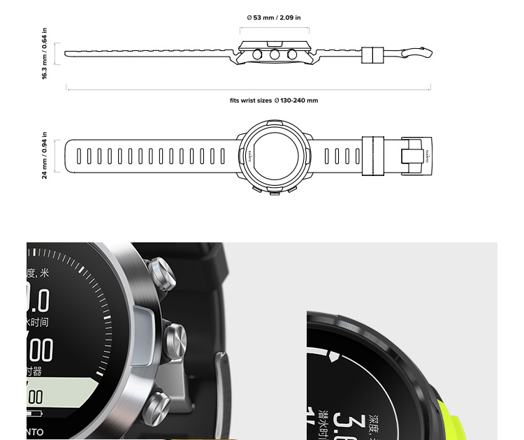 SUUNTO/颂拓 颂拓(SUUNTO)潜水表松拓suunto D5 NOVO多种潜水模式智能运动潜水腕表精钢黑色SS050190000