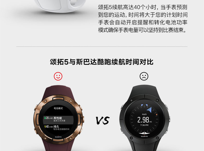 SUUNTO/颂拓 颂拓（SUUNTO）Suunto 5 多项专业运动GPS四星导航智能运动腕表精钢白SS050304000