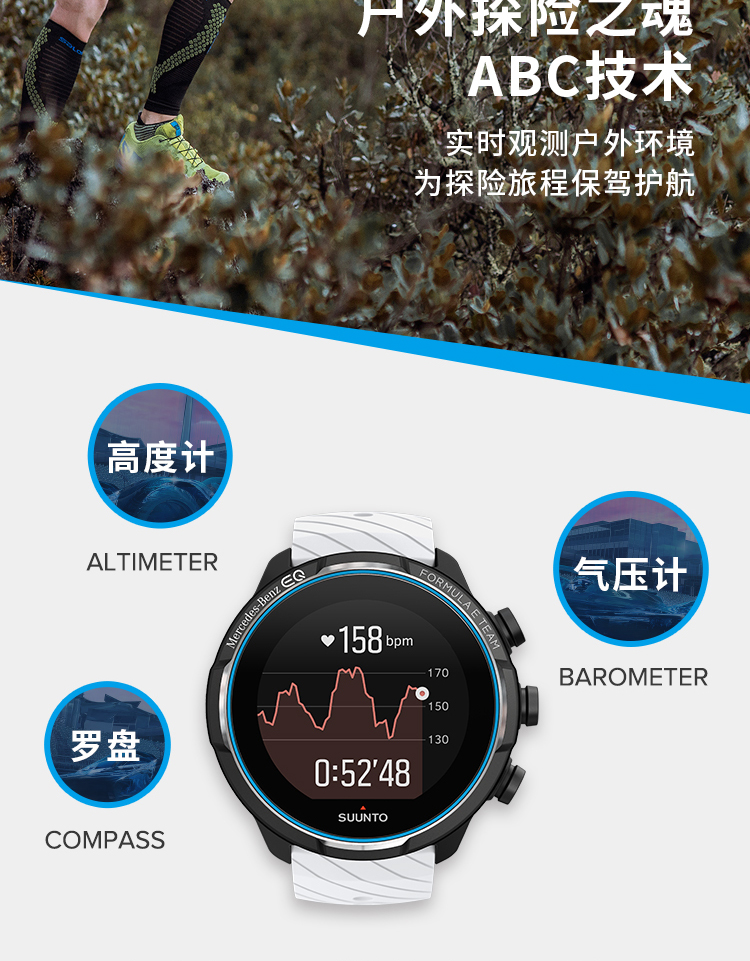 SUUNTO/颂拓 【梅赛德斯奔驰EQ FE车队 联名款】SUUNTO 9 Baro 钛合金联名限量款北斗智能运动腕表SS050517000