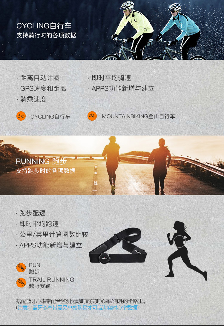 SUUNTO/颂拓 颂拓(SUUNTO)手表 TRAVERSE 远征GPS导航远足和徒步户外运动男表灰色SS022226000