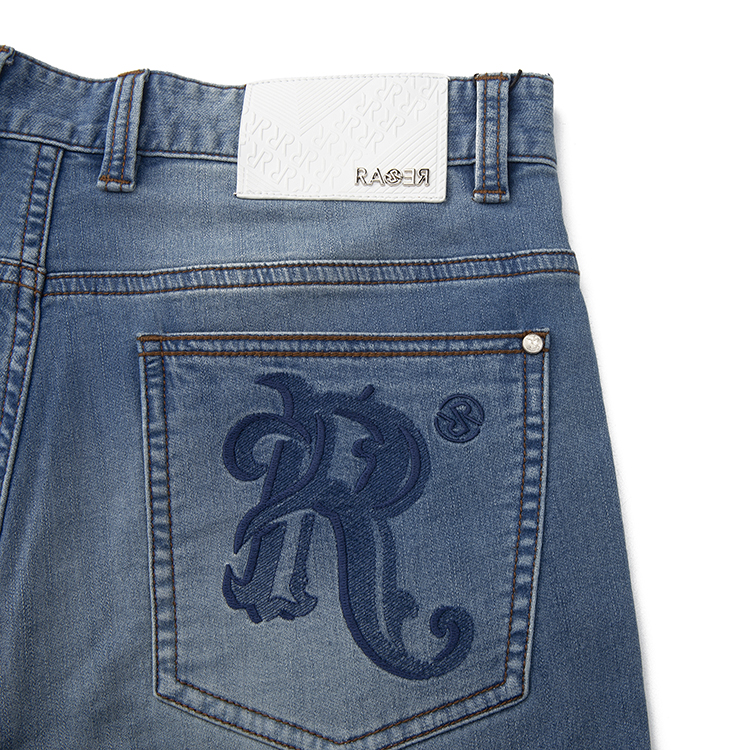 rare【21春夏】黑色简约牛仔裤 品牌logo绣花 男士牛仔裤 rare/rare