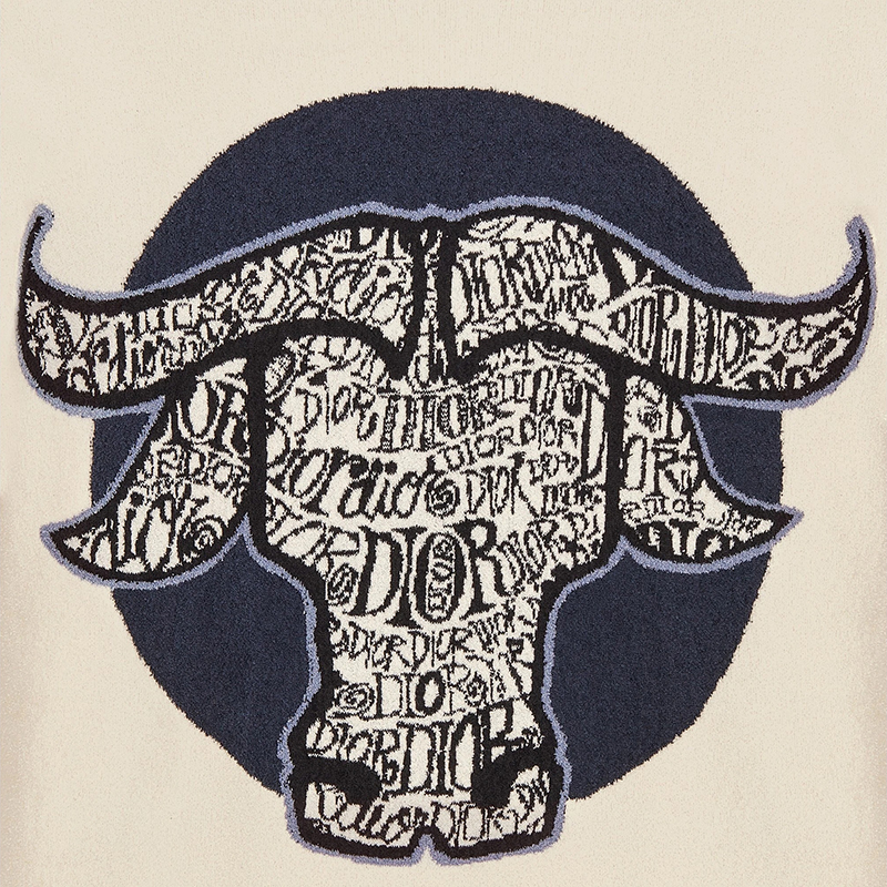 2021春夏新款dior and shawn系列 男士白色棉质针织圆领牛头印花大码