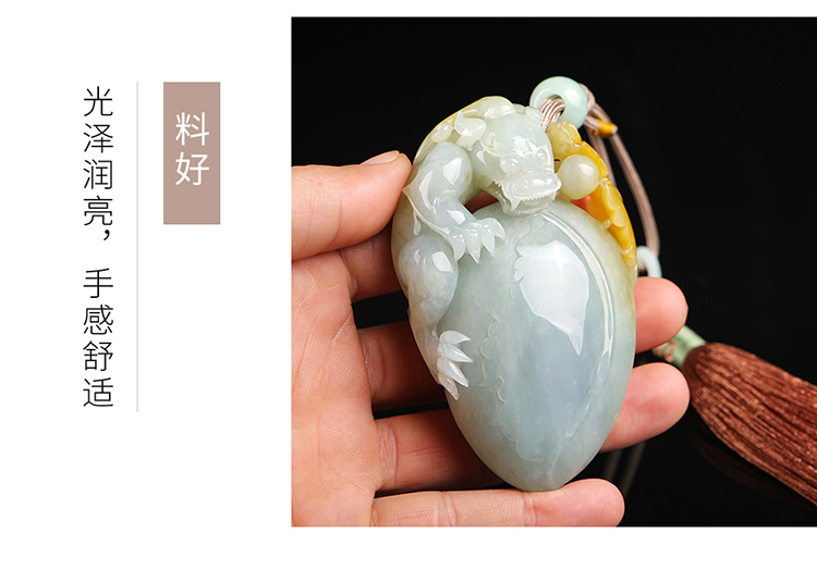 印象眸/印象眸 翡翠手把件 立体雕刻糯种黄翡螭龙孤品玉石挂件 附送