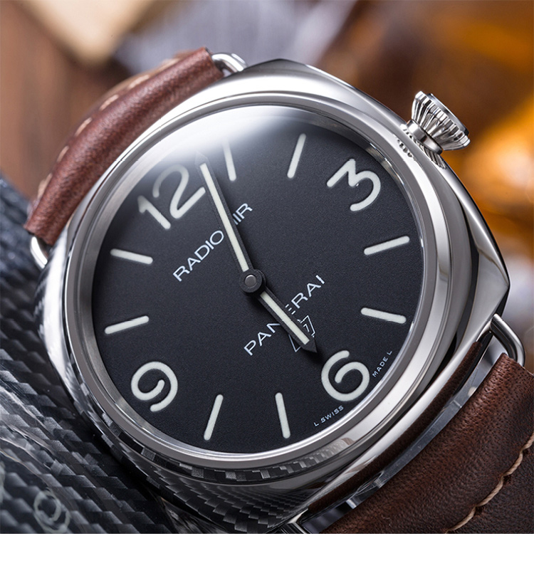 PANERAI/沛纳海  RADIOMIR系列黑面棕牛皮带手动机械男士腕表 PAM00753