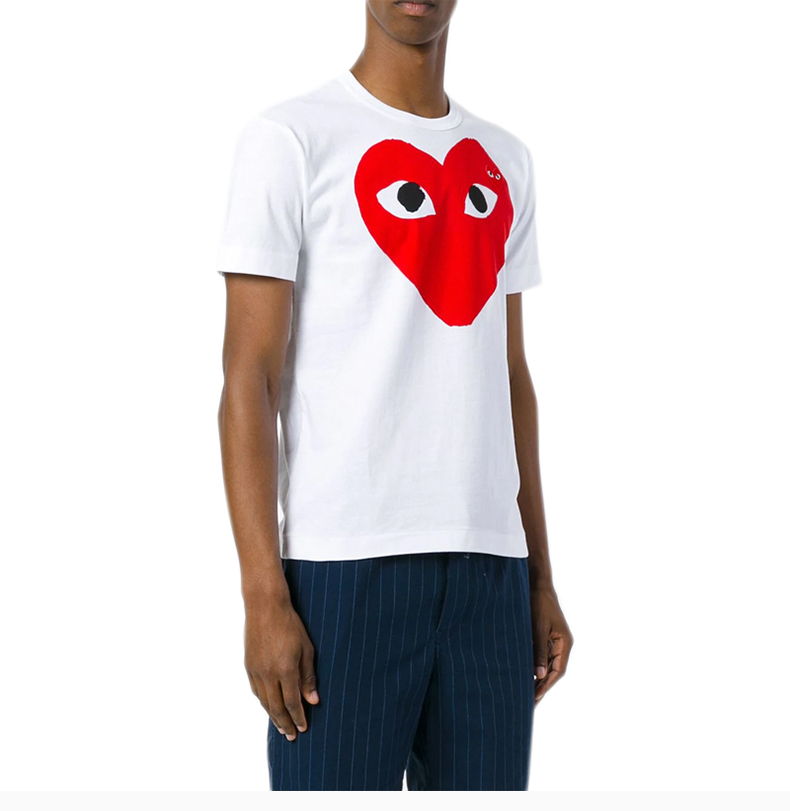 comme des garons play 男士 服装 21春夏 白色红心logo圆领短袖棉质