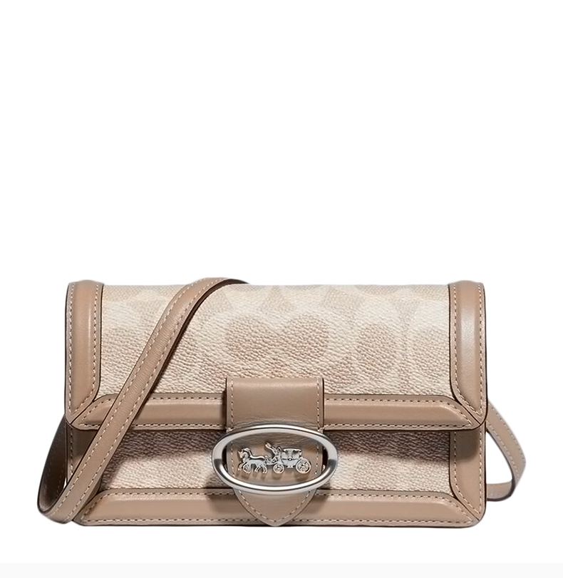 coach/蔻驰 hutton系列女士涂层帆布字母印花马车徽标胸包腰包斜挎包