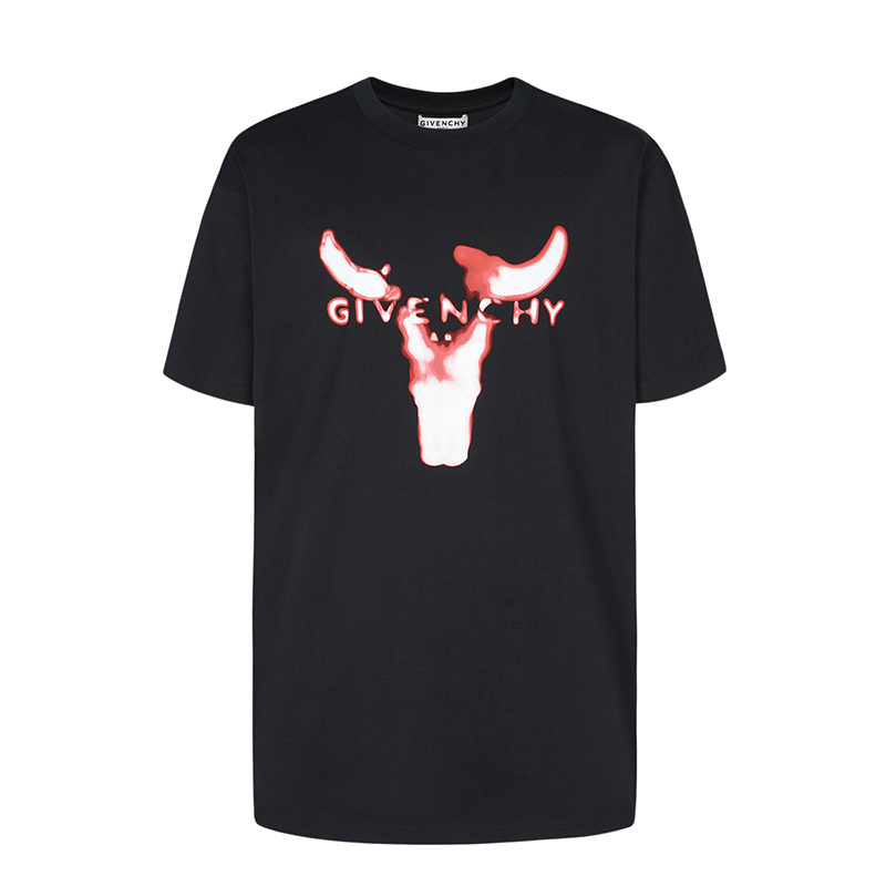 系列 男士黑色棉质针织红白taureau牛头印花短袖t恤bm711n3002-001