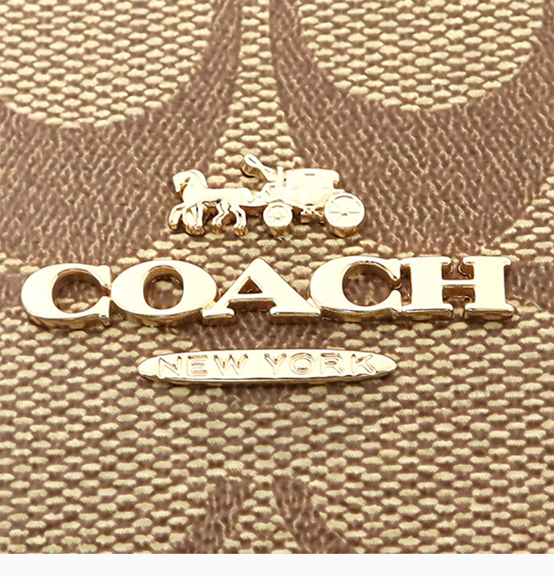 coach/蔻驰 ellen系列女士拼色涂层帆布配皮经典双c字母徽标图案印花