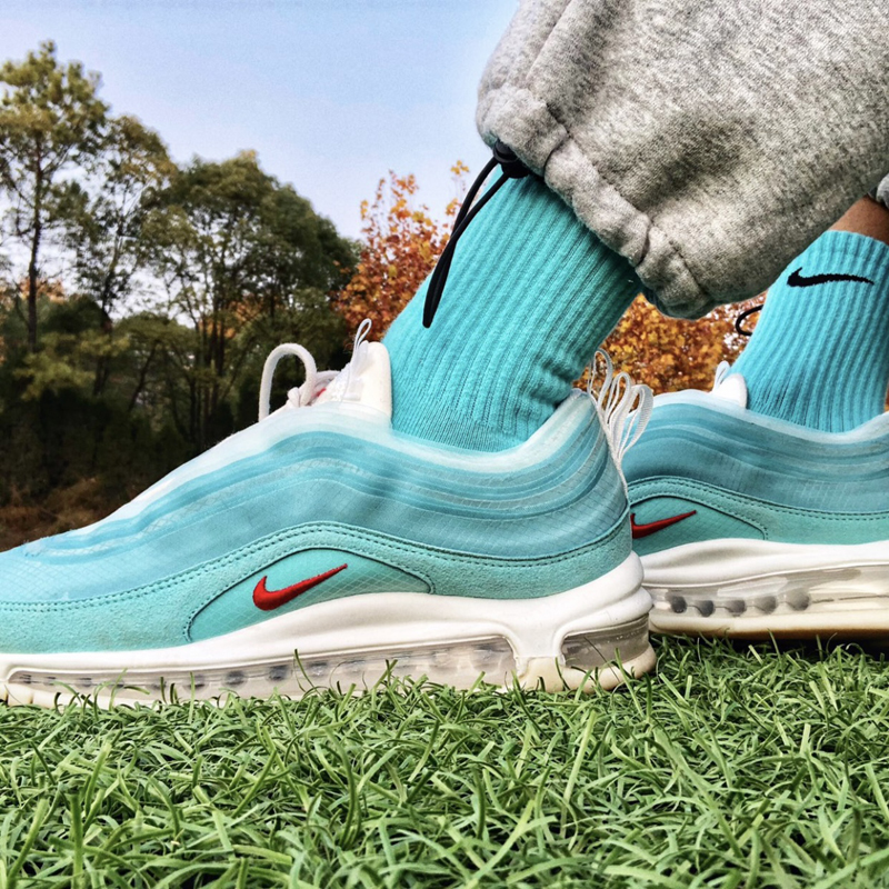 nike/耐克 air max 97 男女同款 万花筒 上海限定 薄荷绿 云层 子弹
