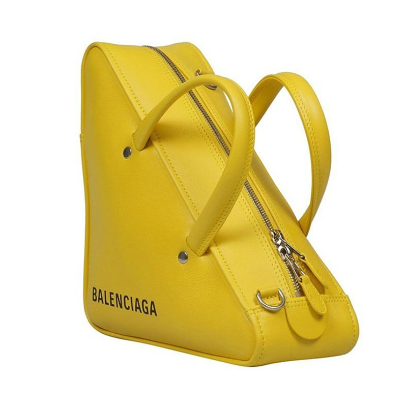balenciaga/巴黎世家 女包黄色皮质女士三角斜挎包 476975c8k027150