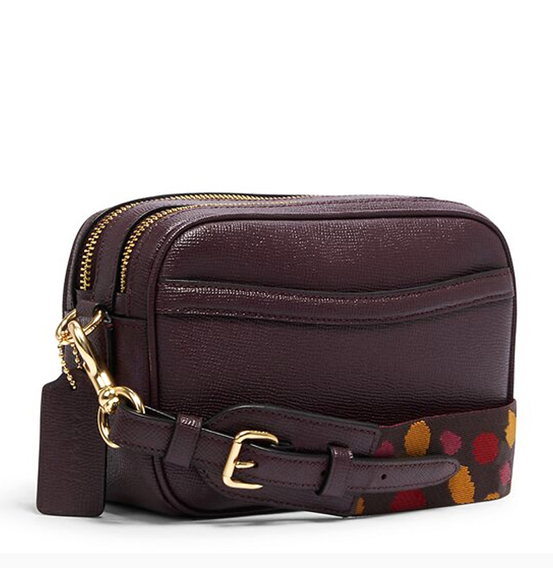 coach/蔻驰 女士紫色皮革字母徽标装饰双拉链开合单肩包斜挎包相机包