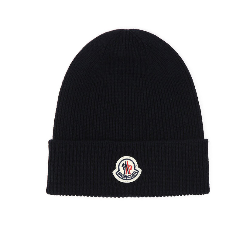 【包税包邮】moncler/蒙克莱 蒙口 男女同款品牌logo深蓝色针织帽子 3