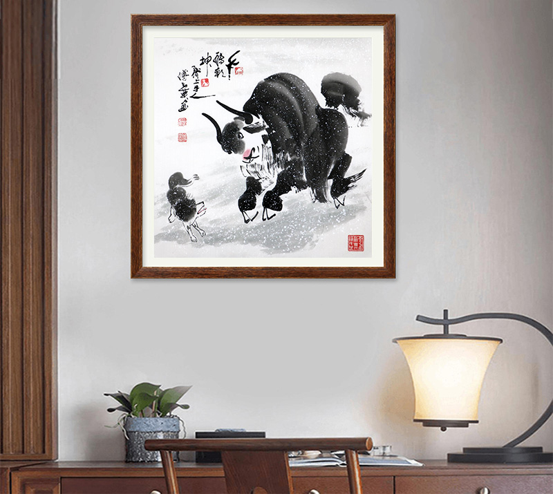特价秒杀/傅世英牦牛《扭转乾坤图》68x68cm/传统水墨