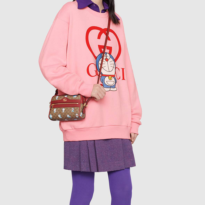 预定gucci/古驰 女包新品doraemon哆啦a梦蓝胖子联名女士单肩包斜挎包