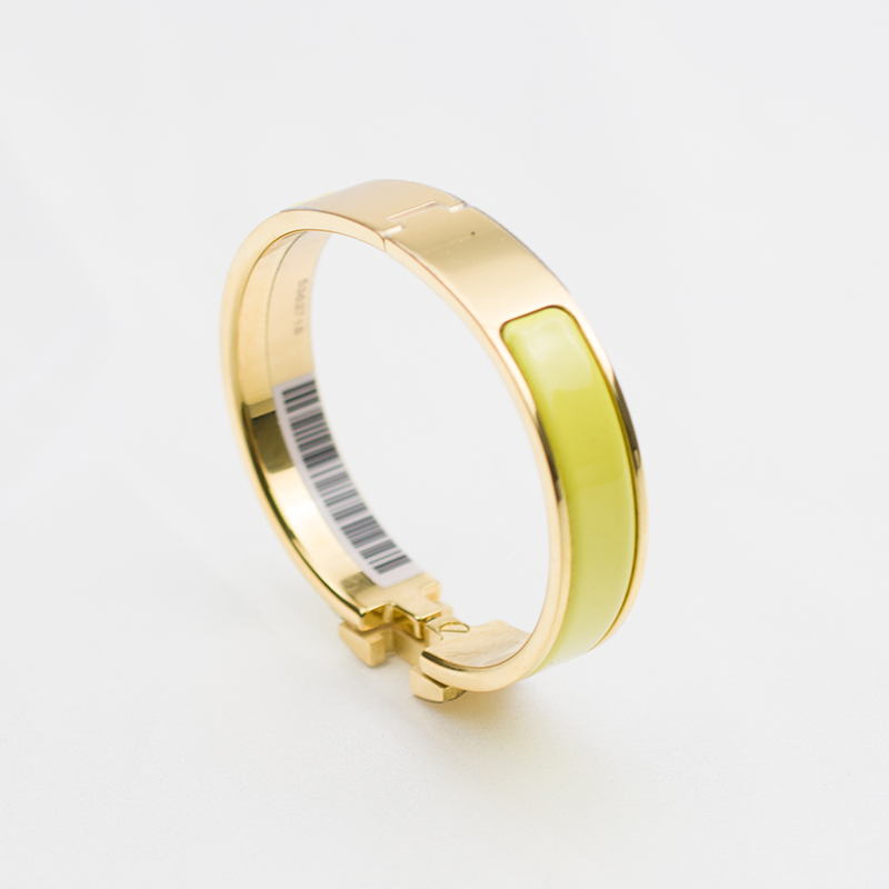 hermes/爱马仕 女士 clic h手镯 小号pm 新款合金珐琅黄金色手镯 多色