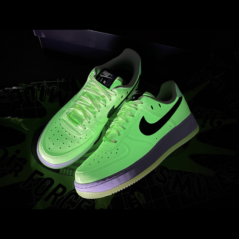 nike/耐克 air force 1 smile af1 夜光 黑白绿 空军一号 板鞋休闲鞋