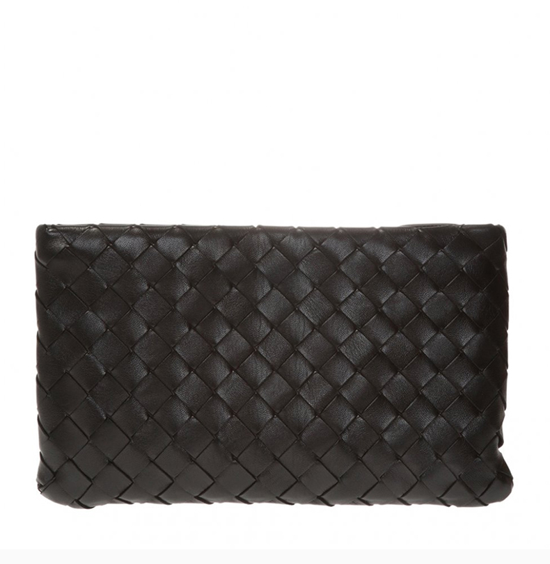 【包税】bottega veneta/葆蝶家 女士黑色羊皮经典编织款钱夹钱包手包