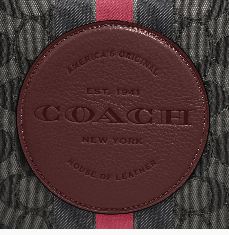coach/蔻驰 dempsey系列女士拼色经典双c字母徽标提花条纹圆形贴饰