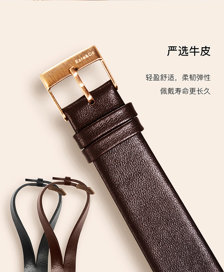 Ezra&amp;Cc/Ezra&amp;Cc【新品】男士手表创意简约潮流男表钢带防水石英腕表41mm 玫瑰金色表壳白盘 CT41RG02M