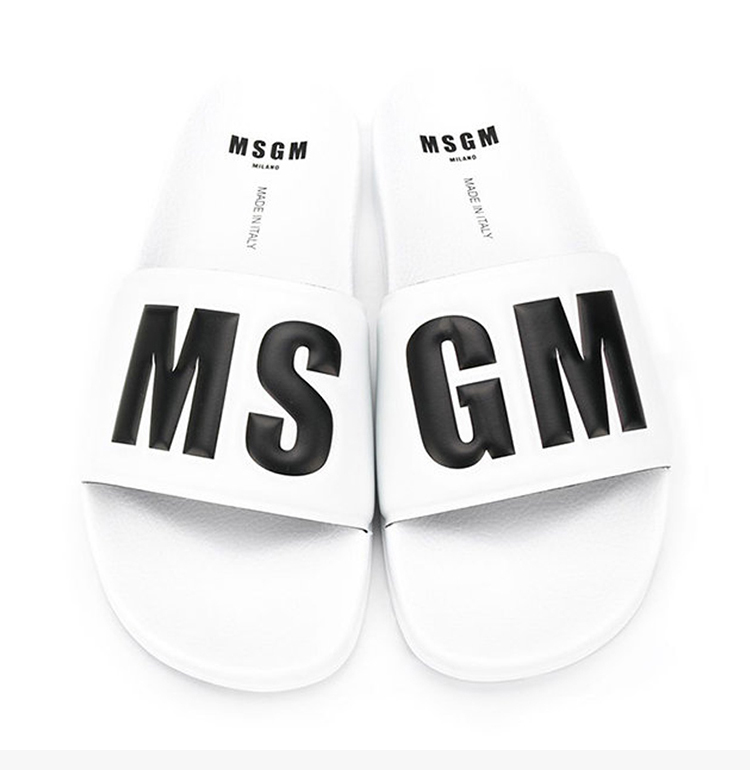 msgm 女士 拖鞋 21春夏 白色聚氨酯字母logo拖鞋 女士凉拖