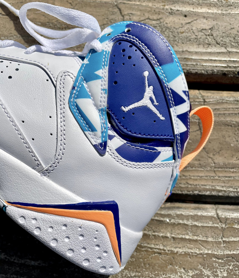 nike/耐克 air jordan 7 gs chlorine blue 女款 aj7 白蓝 几何 休闲