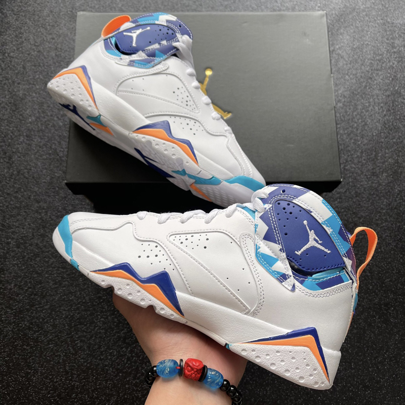 nike/耐克 air jordan 7 gs chlorine blue 女款 aj7 白蓝 几何 休闲