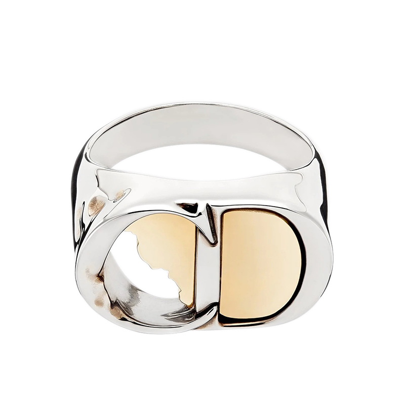 【包税】dior/迪奥 21春夏新款 男士银色金属cd图标金色破损风格戒指