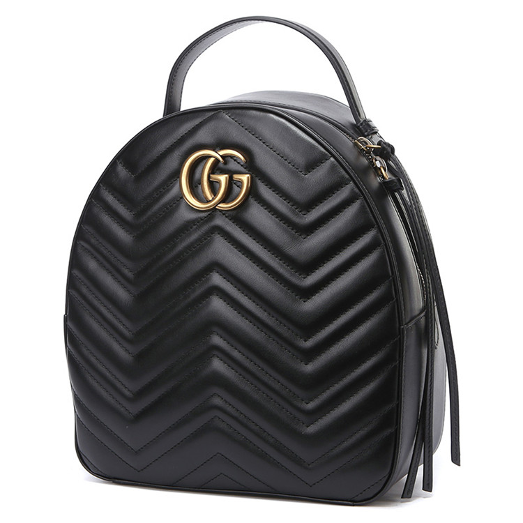 gucci/古驰 20春夏 时尚女包 女性 logo 黑色牛皮革 双肩包 476671-dt